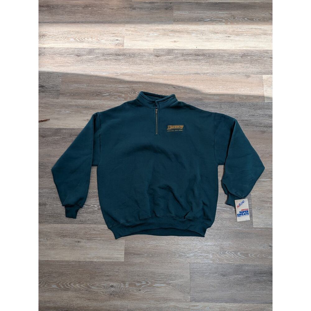 NOS Vintage 90s Jerzees Super Sweats 1/4 Zip Sweatshirt 2XL Teal T Morrow UPS